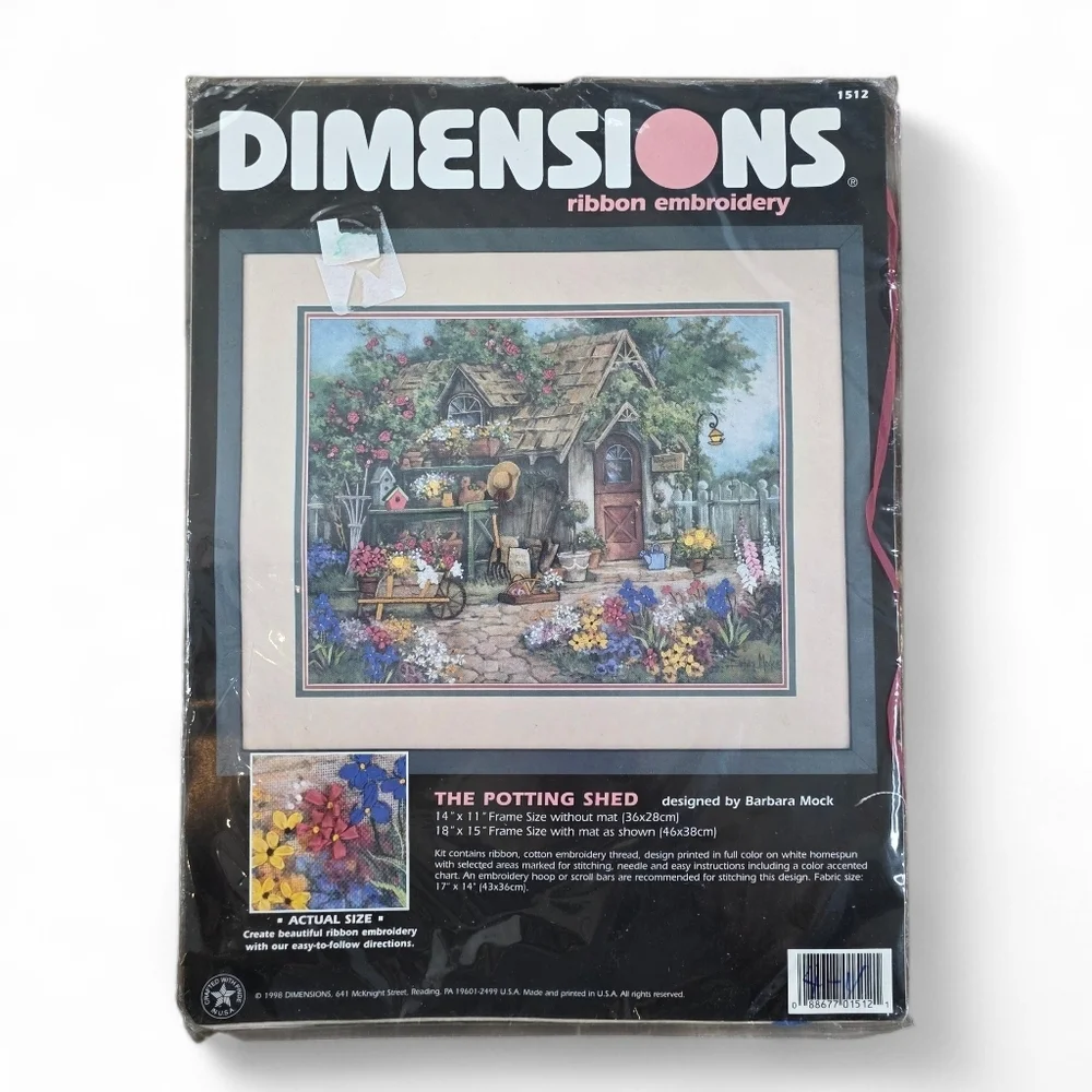 Vintage 1998 Dimensions “The Potting Shed” Ribbon Embroidery Kit 1512 NIP